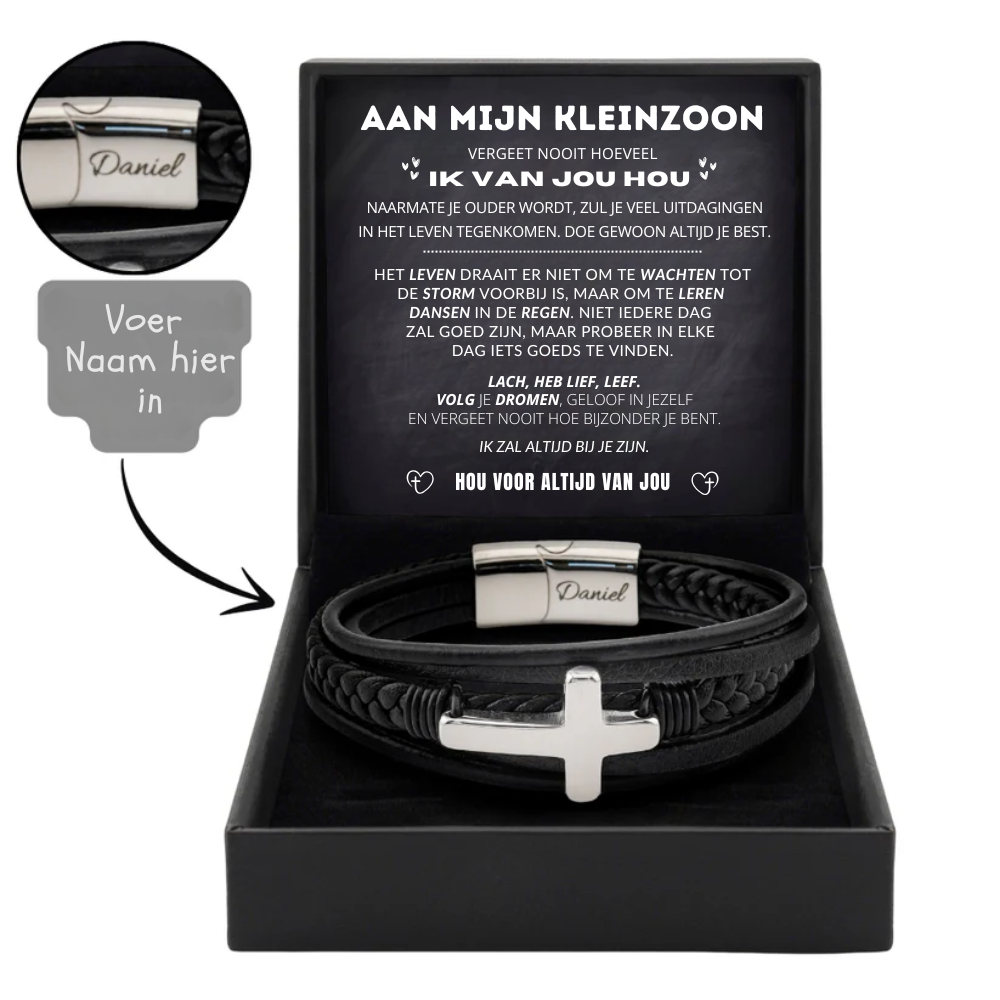 To My Grandson - Personalized Eternal Guardian Faith Bracelet