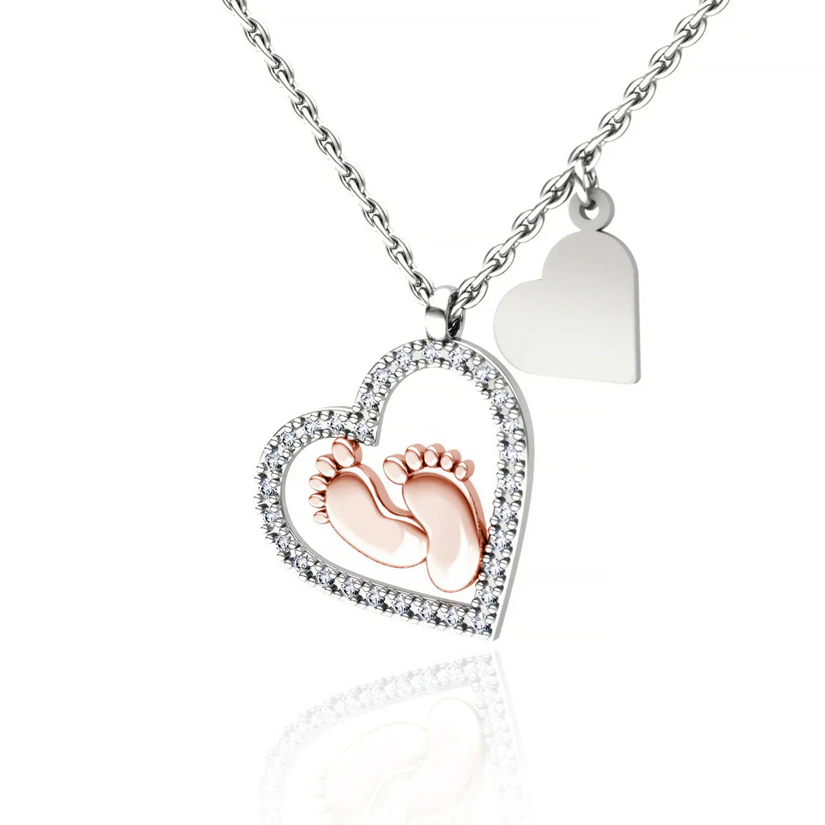 To My Mom - Baby Feet Heart Pendant Necklace