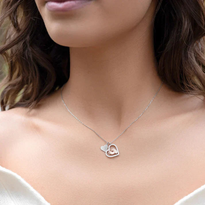 To My Mom - Baby Feet Heart Pendant Necklace