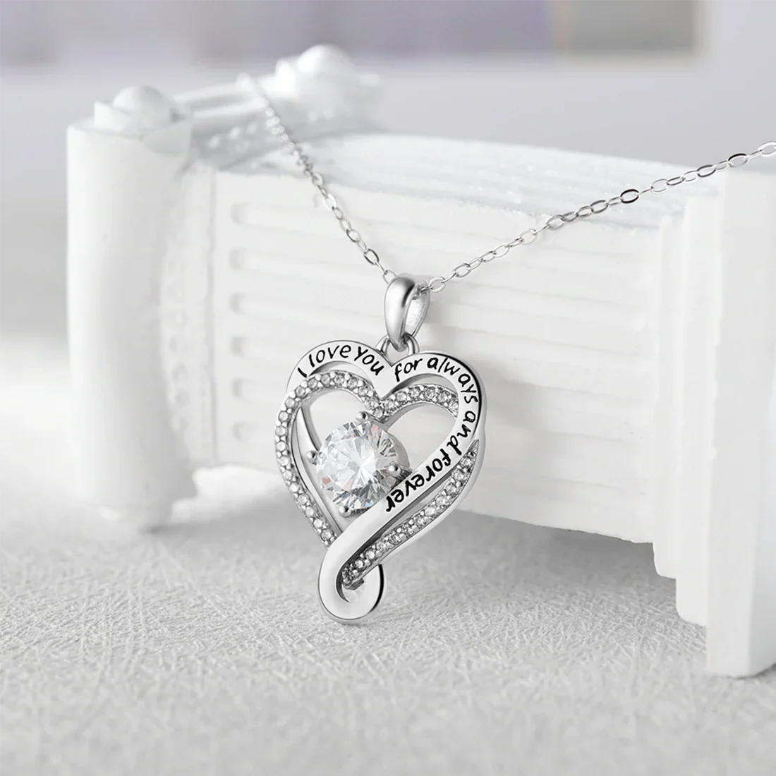 To My Treasure – Forever & Always – Heart Necklace