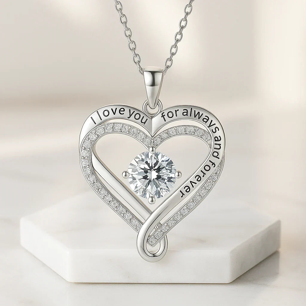 To My Treasure – Forever & Always – Heart Necklace