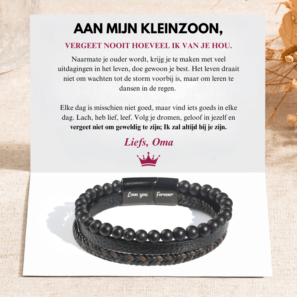 To My Grandson - Calming Lava Stone Bracelet - Love, Grandma