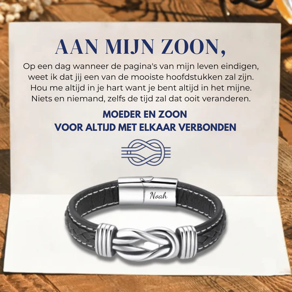 To My Son - Mother and Son Forever Connected - Personalized Infinity Bracelet