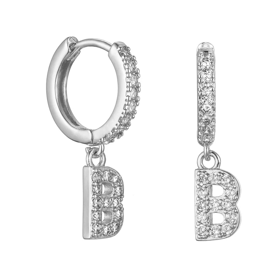 Letter Earrings 'Initial' with Zirconia