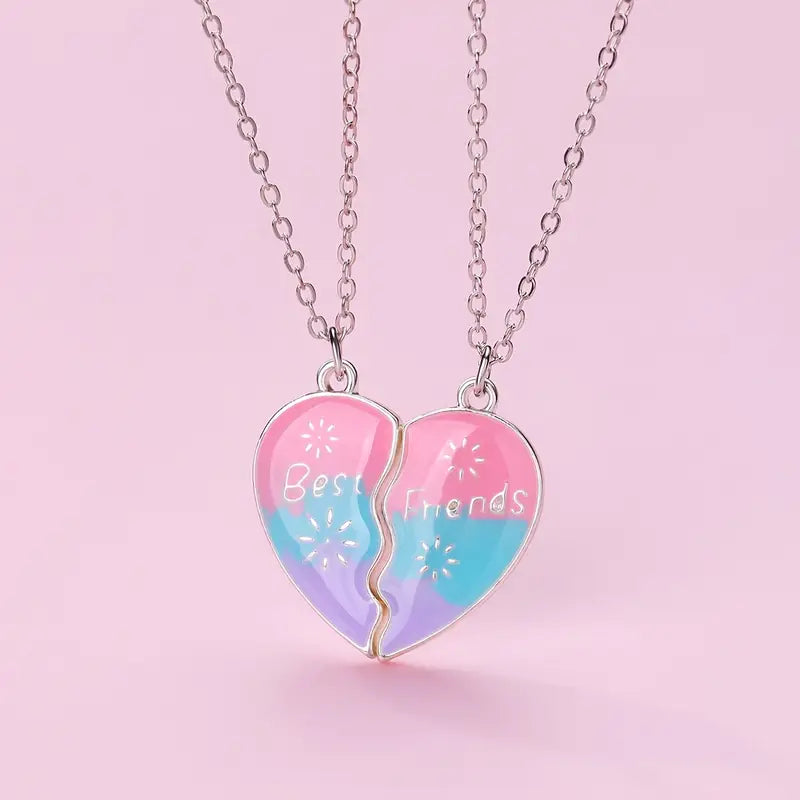 BFF Heart Pendant Magnetic Necklace Set - Gifts for Friends