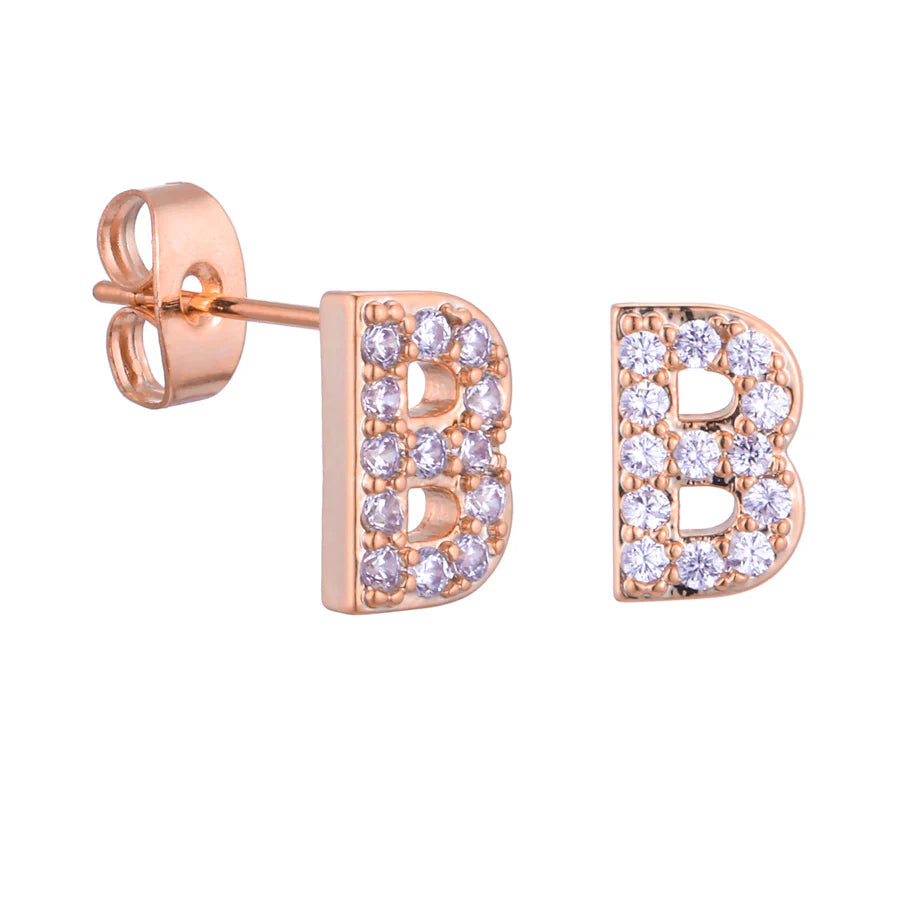 Letter Earrings 'Initial' with Zirconia