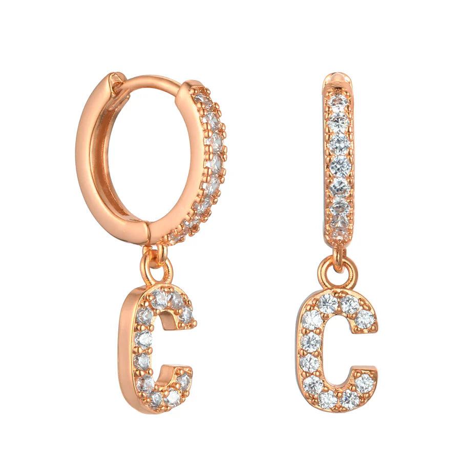 Letter Earrings 'Initial' with Zirconia