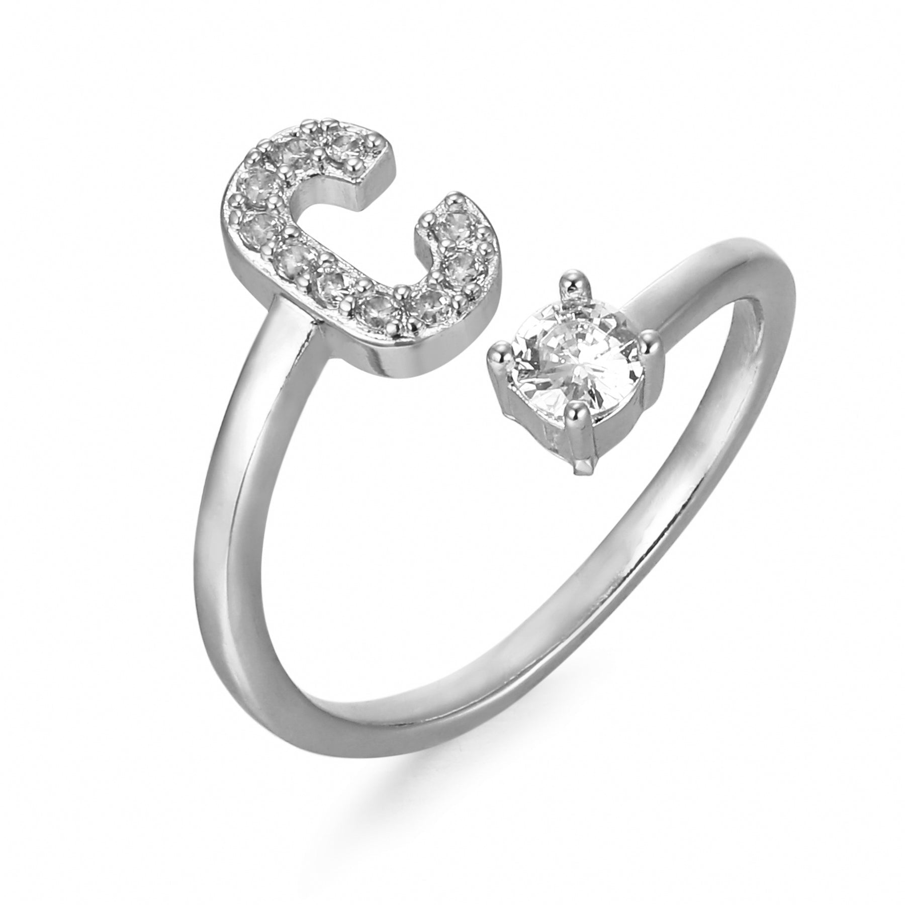 Letter Ring 'Initial' with Zirconia