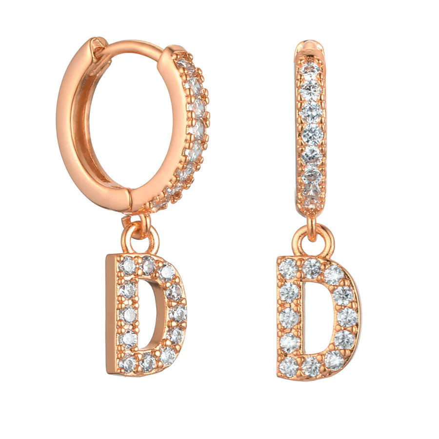 Letter Earrings 'Initial' with Zirconia