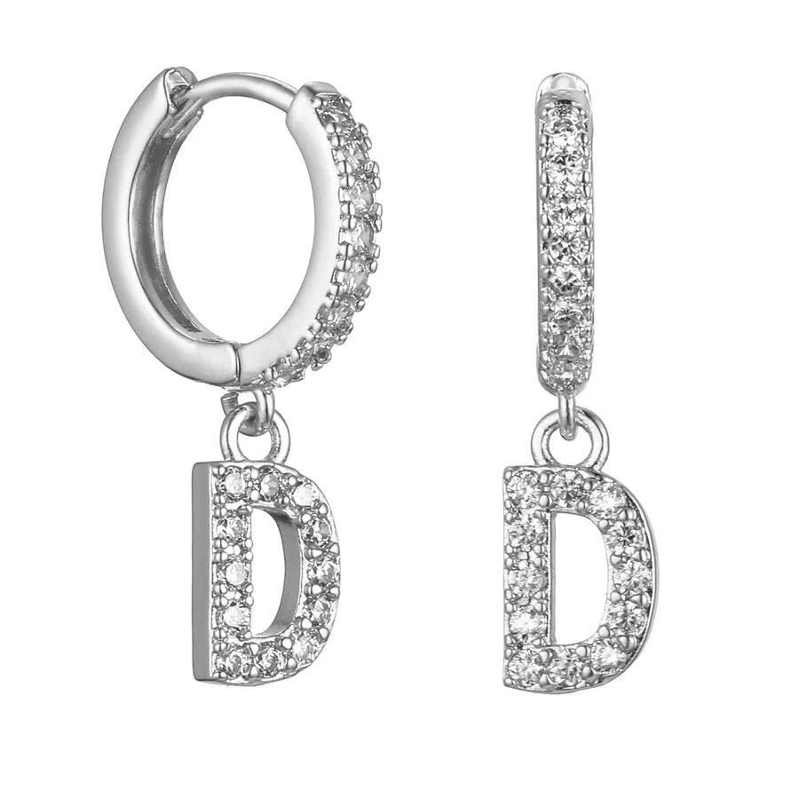 Letter Earrings 'Initial' with Zirconia