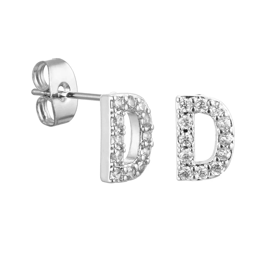 Letter Earrings 'Initial' with Zirconia