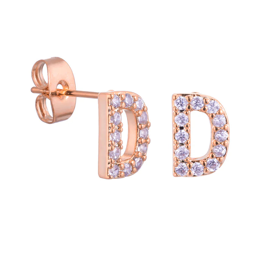 Letter Earrings 'Initial' with Zirconia