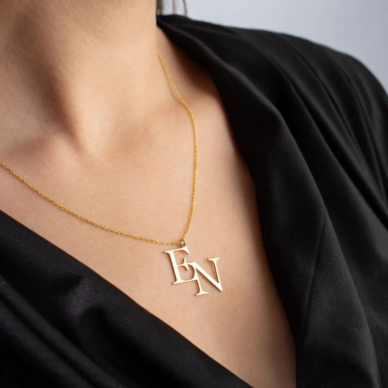 Double Letters Pendant Personalized Necklace - Gifts For Her