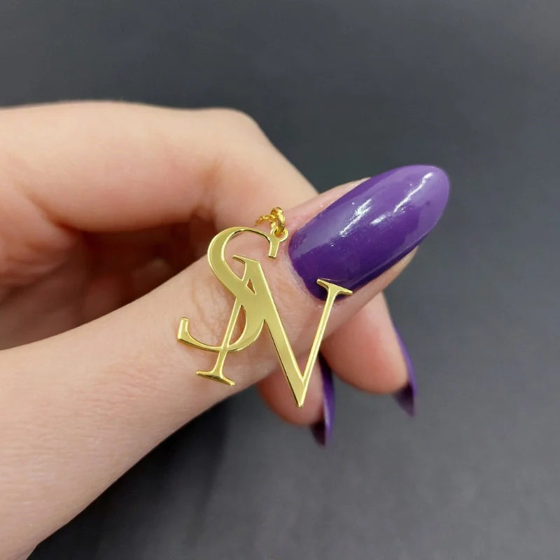 Double Letters Pendant Personalized Necklace - Gifts For Her