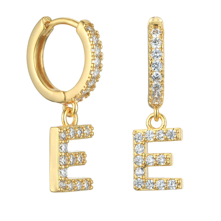 Letter Earrings 'Initial' with Zirconia