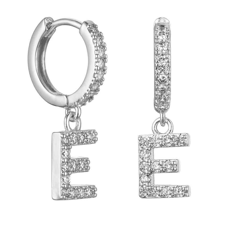 Letter Earrings 'Initial' with Zirconia