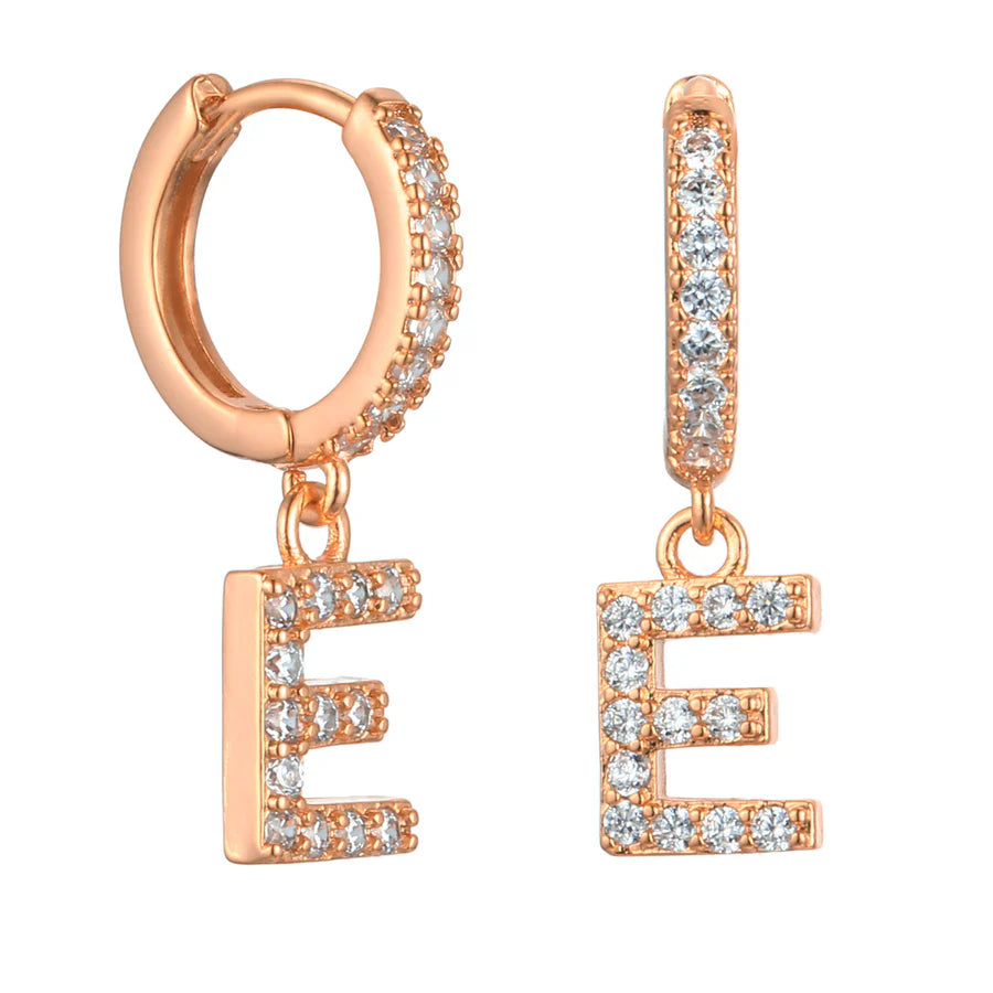 Letter Earrings 'Initial' with Zirconia