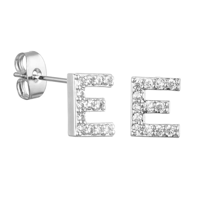 Letter Earrings 'Initial' with Zirconia