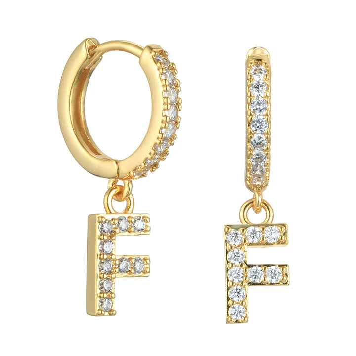 Letter Earrings 'Initial' with Zirconia