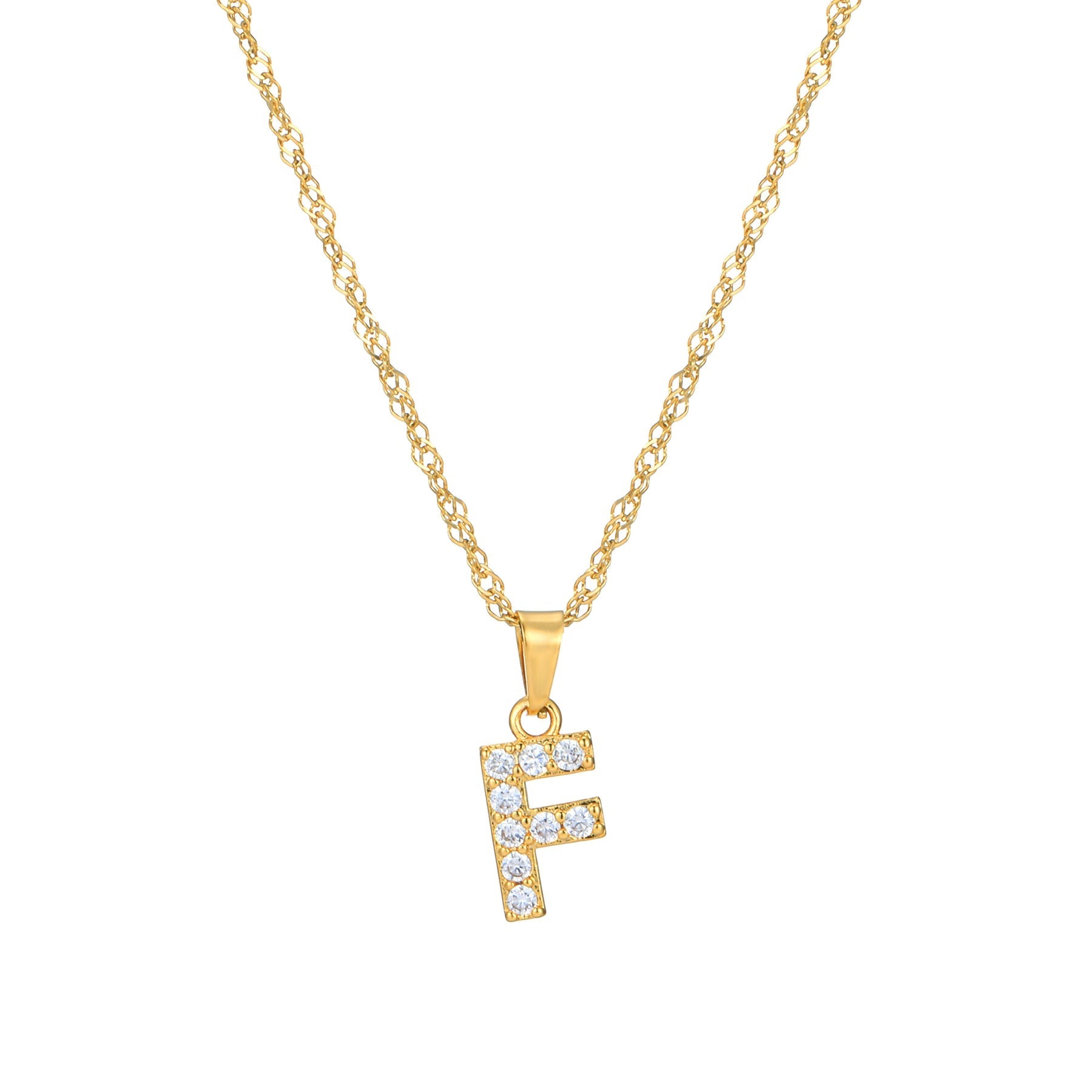 Letter Necklace with Zirconia