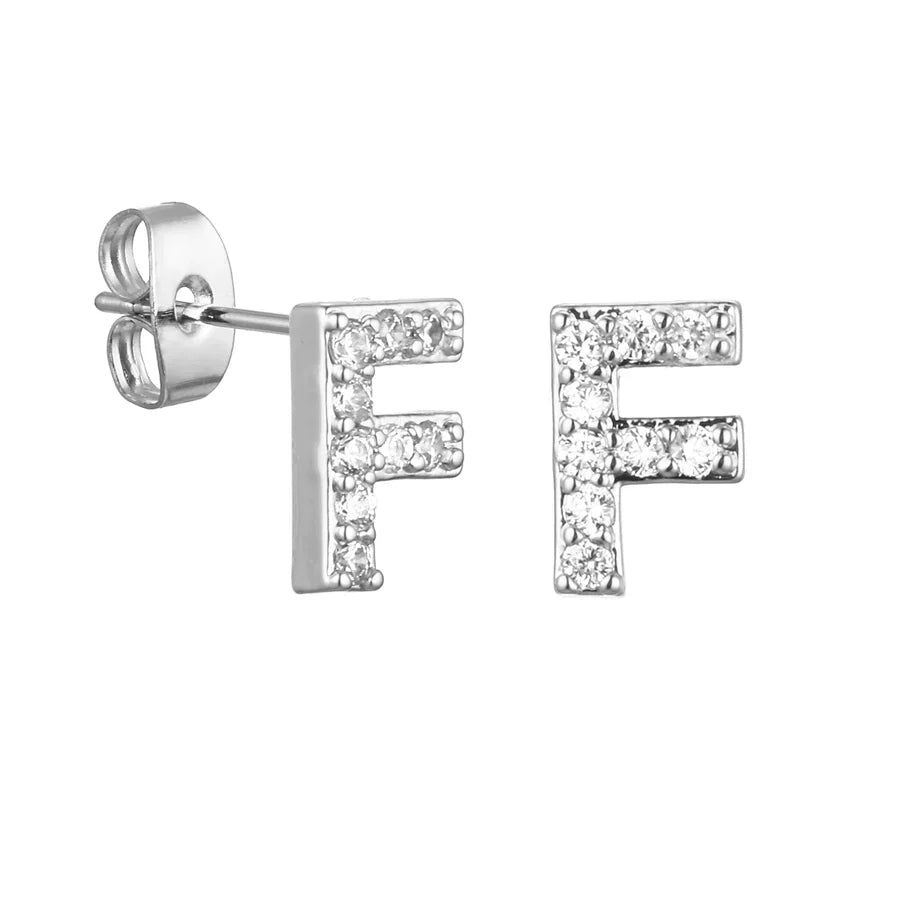 Letter Earrings 'Initial' with Zirconia