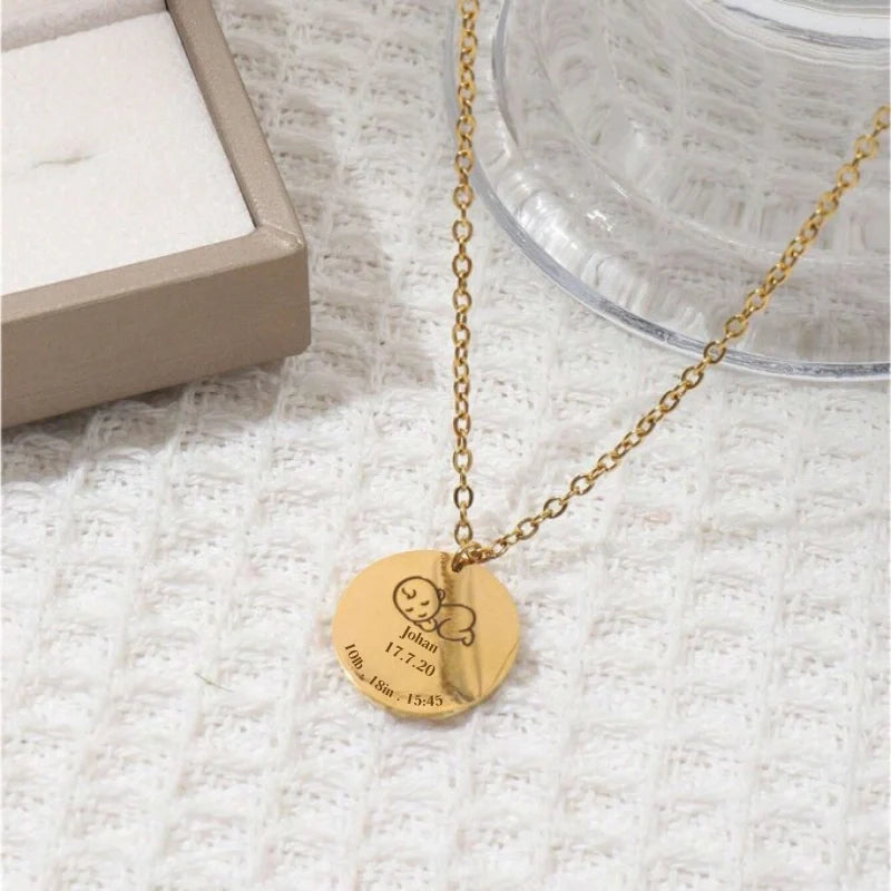 Engraved Baby Birth Necklace - Mother's Day Gifts
