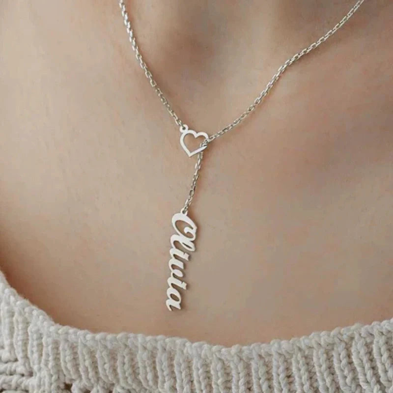 Engraved Heart Personalized Name Necklace - Gifts For Her