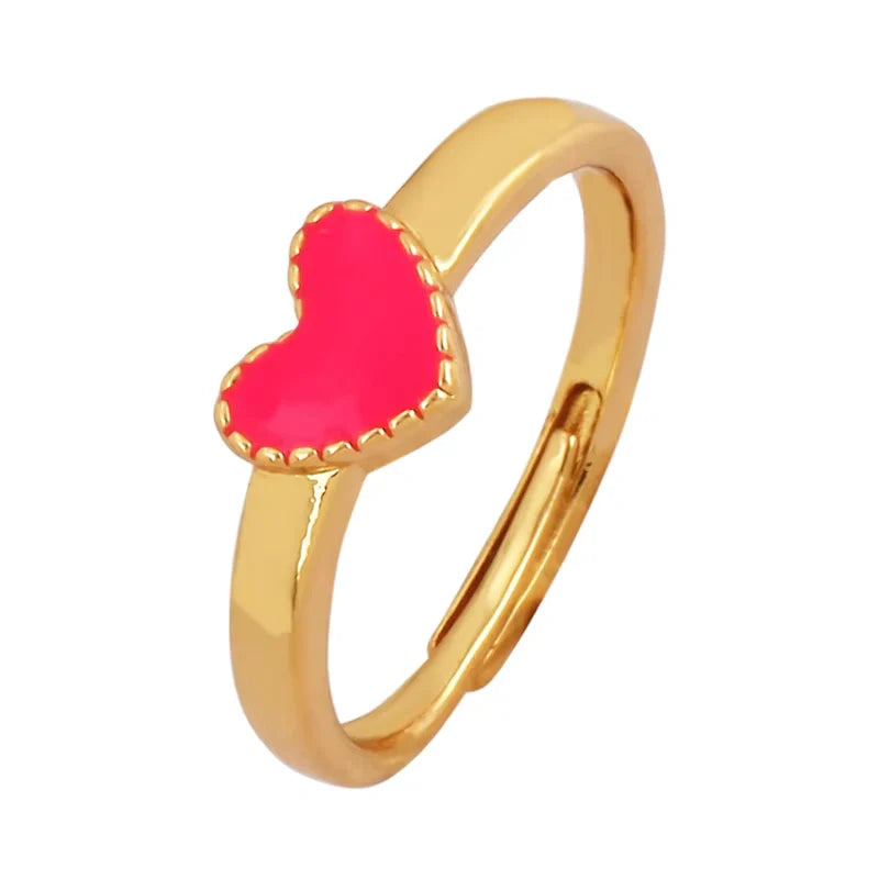 Engraved 18K Gold-Plated Heart-Shaped Ring for Children - Gift for Kids