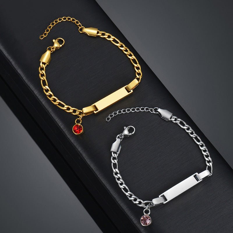 Engraved Bracelet with Birthstone