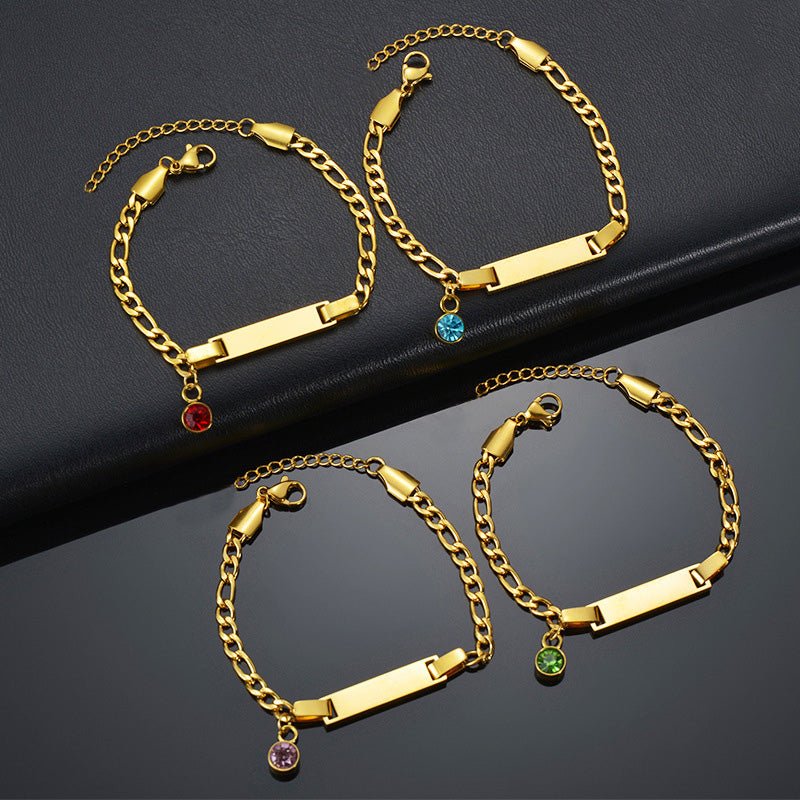 Engraved Bracelet with Birthstone