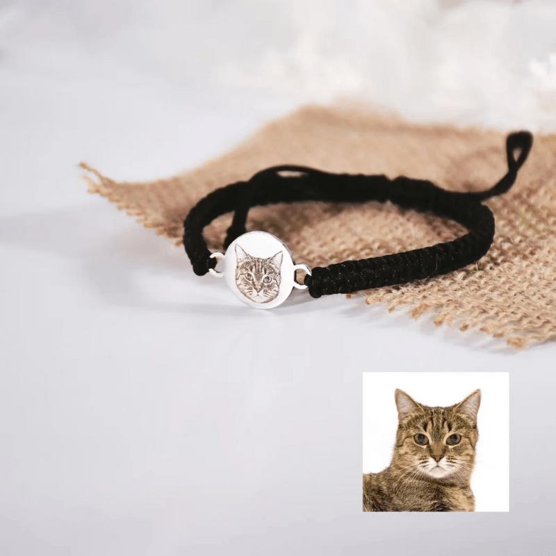Personalized Engraved Charm Bracelet with Pet Portrait