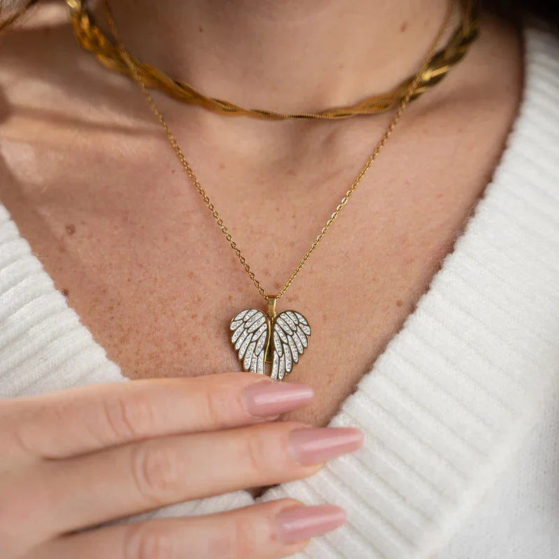 Personalized Engraved Angel Wings Necklace With Name