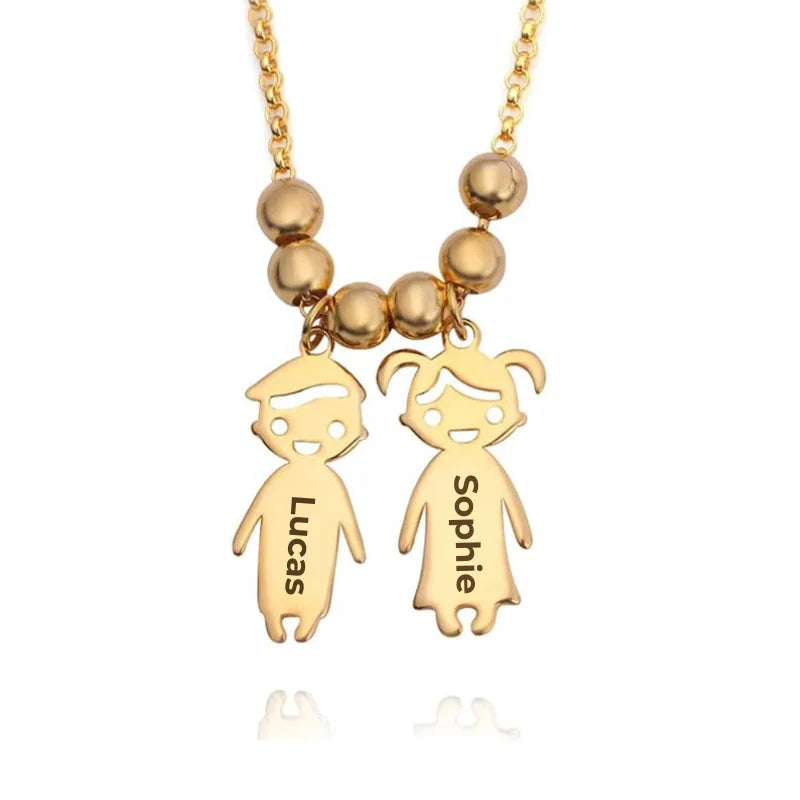 Personalized Engraved Boys-Girls Pendant Necklace - Gift for Children
