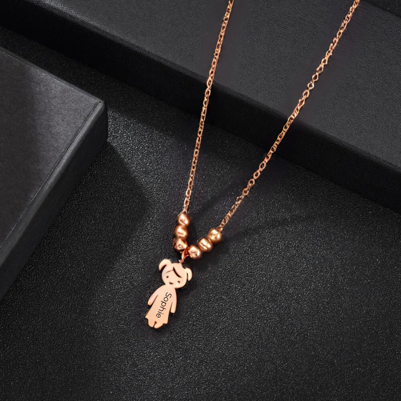 Personalized Engraved Boys-Girls Pendant Necklace - Gift for Children
