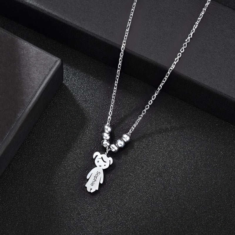 Personalized Engraved Boys-Girls Pendant Necklace - Gift for Children