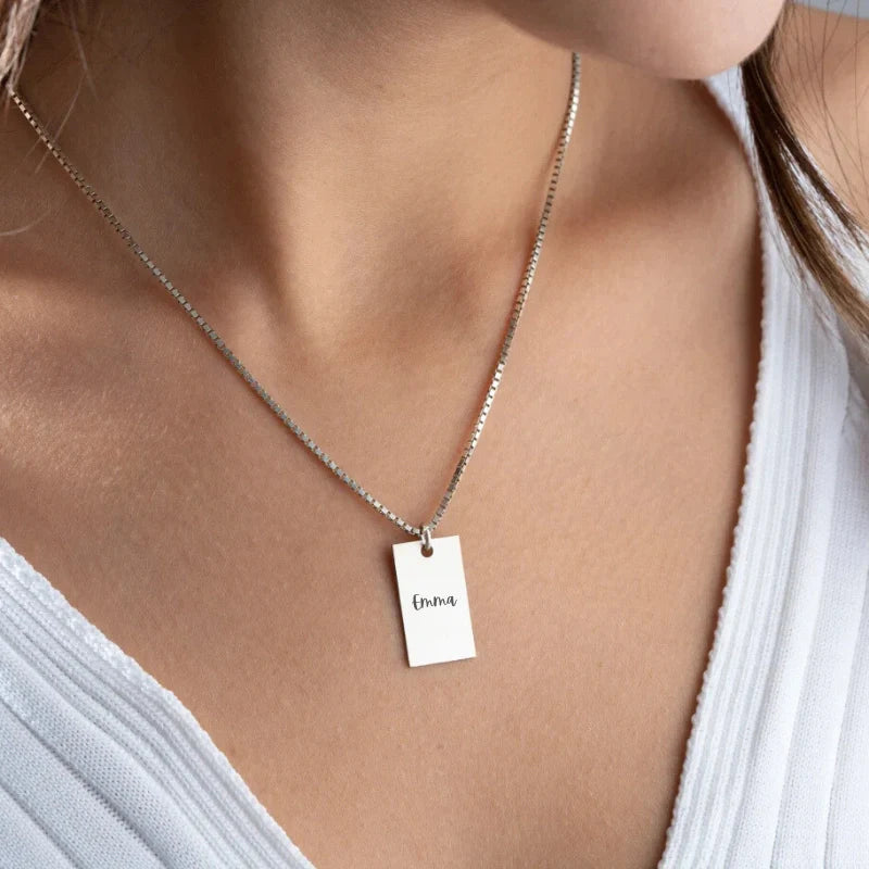 Personalized Engraved Bar Necklace with Name - Gift for Her