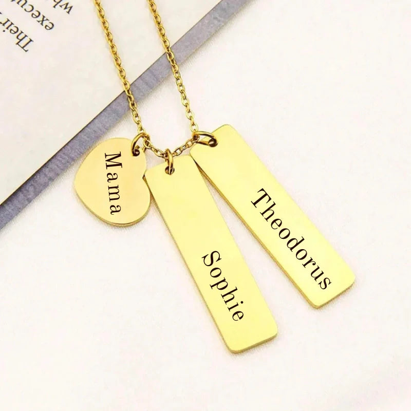 Personalized Heart Bar Name Necklace - Mother's Day Gifts