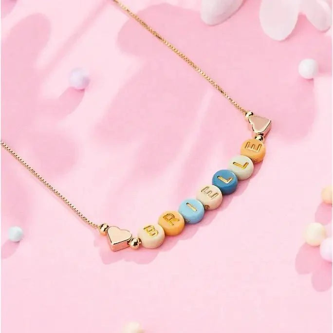 Personalized Beaded Heart Necklace for Kids