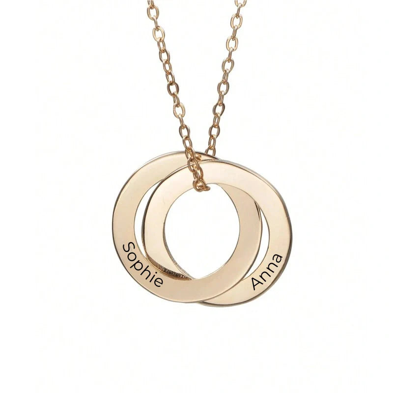 Personalized Round Pendant Necklace with Names - Mother's Day Gifts