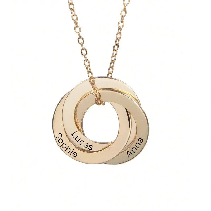 Personalized Round Pendant Necklace with Names - Mother's Day Gifts