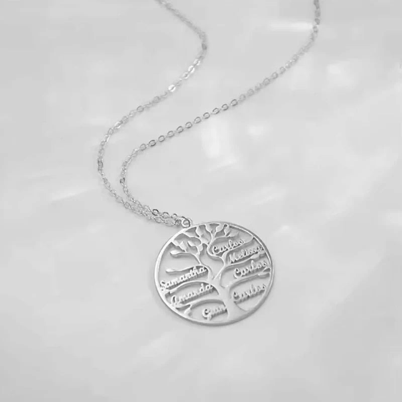 Personalized Engraved Family Name Necklace with Tree of Life - Mother's Day Gifts