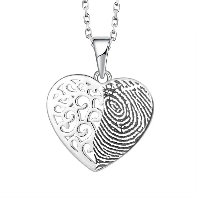 Personalized Engraved Mom Forever Love - Fingerprint Necklace - Mother's Day Gifts