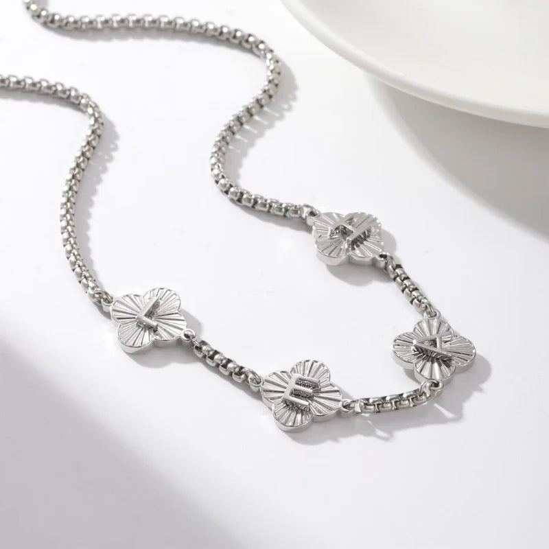 Personalized Four-Leaf Clover Initial Necklace - Gifts for Her