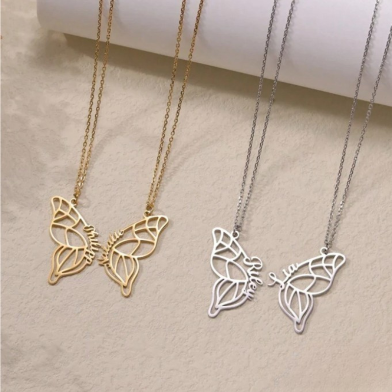 Personalized Butterfly Wing Pendant Necklace - Gift for Friend