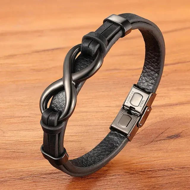 To My Husband - I Love You; Forever - Infinity Leather Bracelet (19cm)