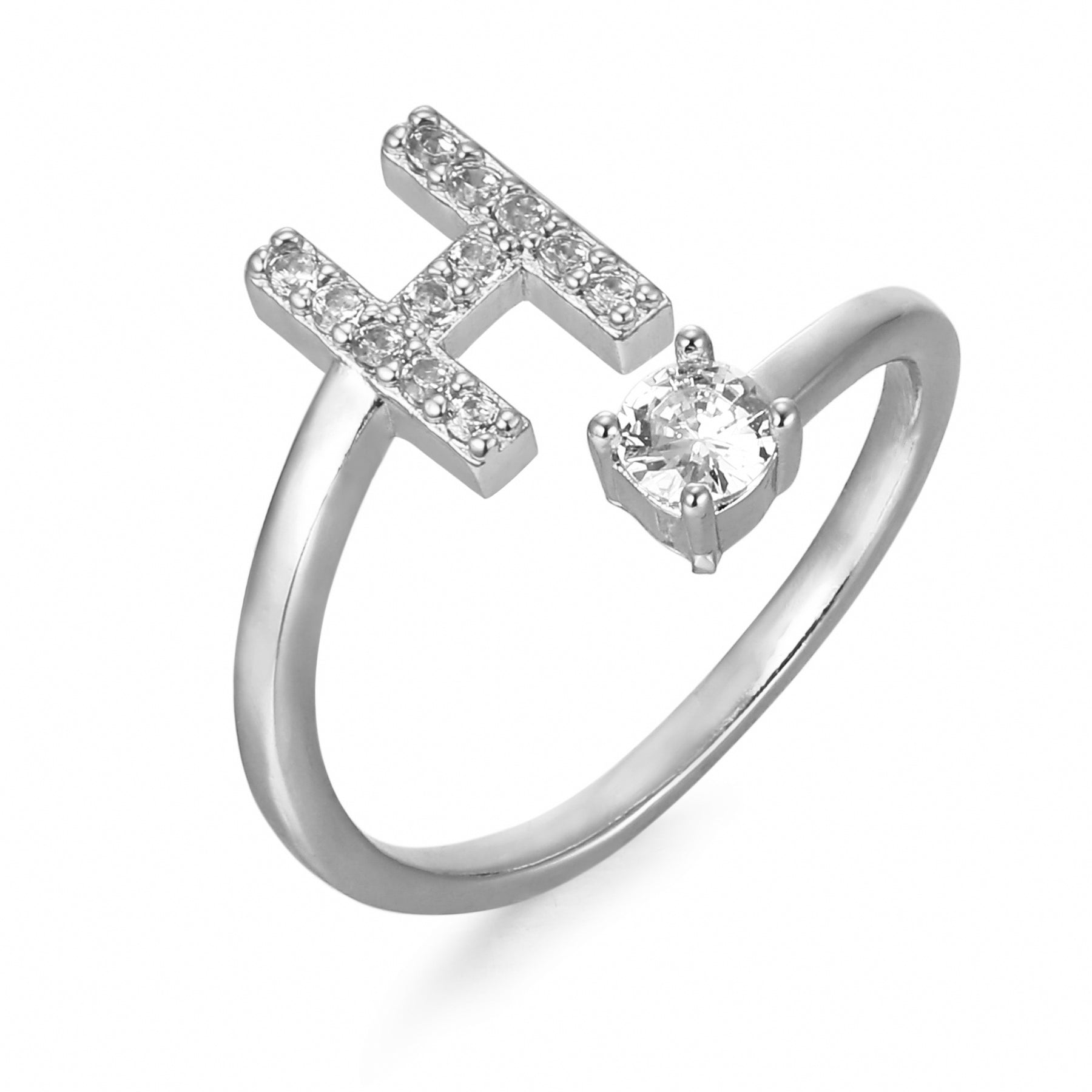 Letter Ring 'Initial' with Zirconia