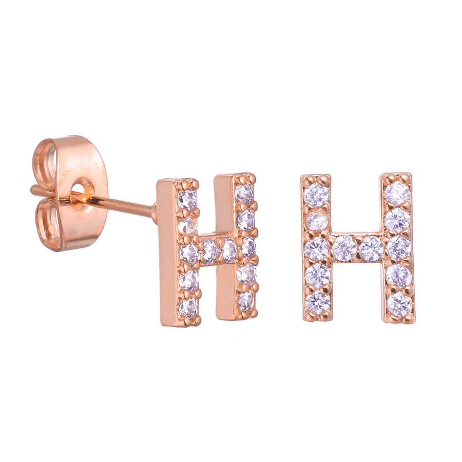 Letter Earrings 'Initial' with Zirconia