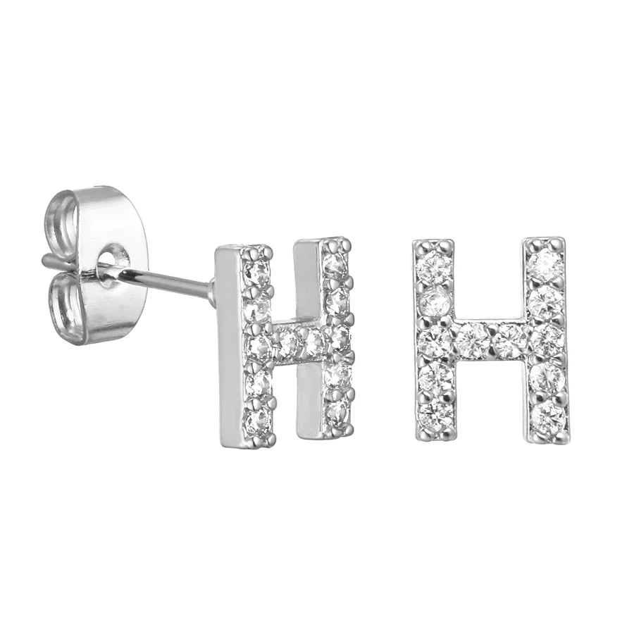 Letter Earrings 'Initial' with Zirconia