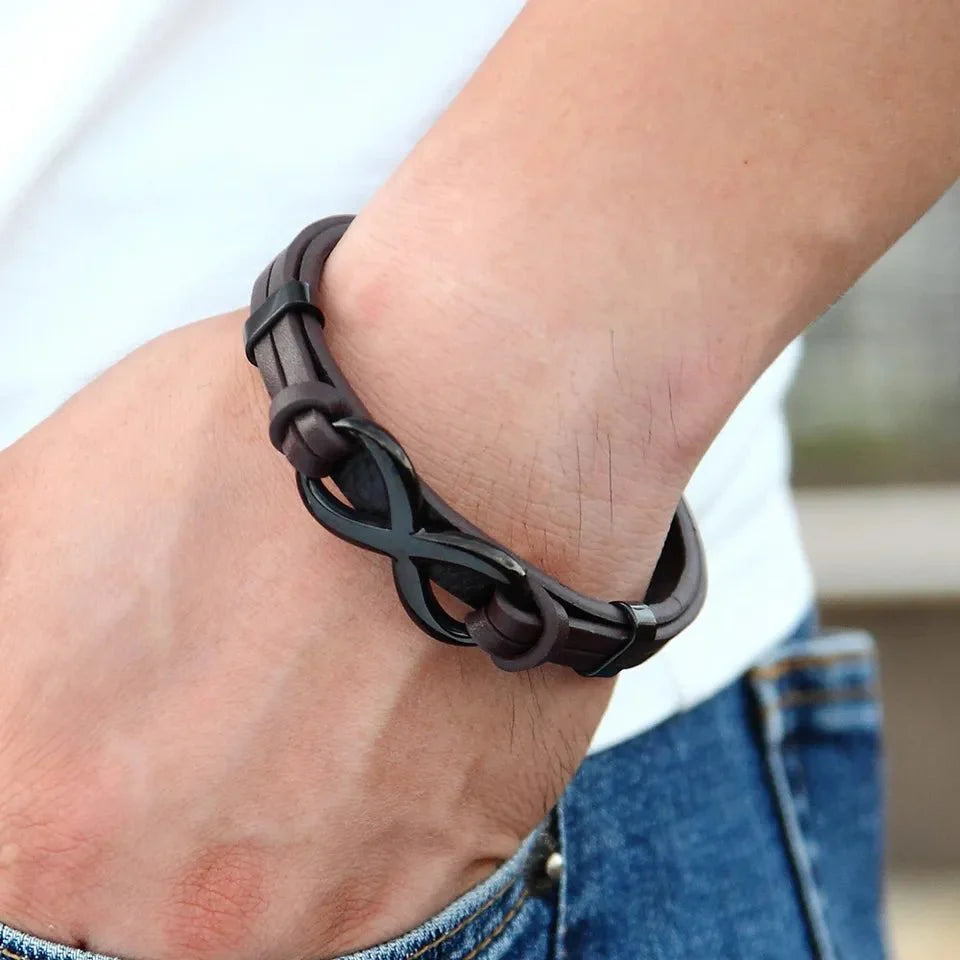 To My Husband - I Love You; Forever - Infinity Leather Bracelet