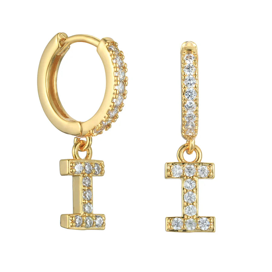 Letter Earrings 'Initial' with Zirconia